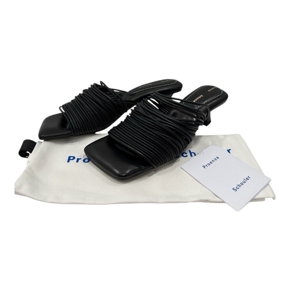 Proenza Schouler Rolo Black Leather Strappy Kitten Heels, Size 36.5 Sandals NWB - Picture 6 of 9